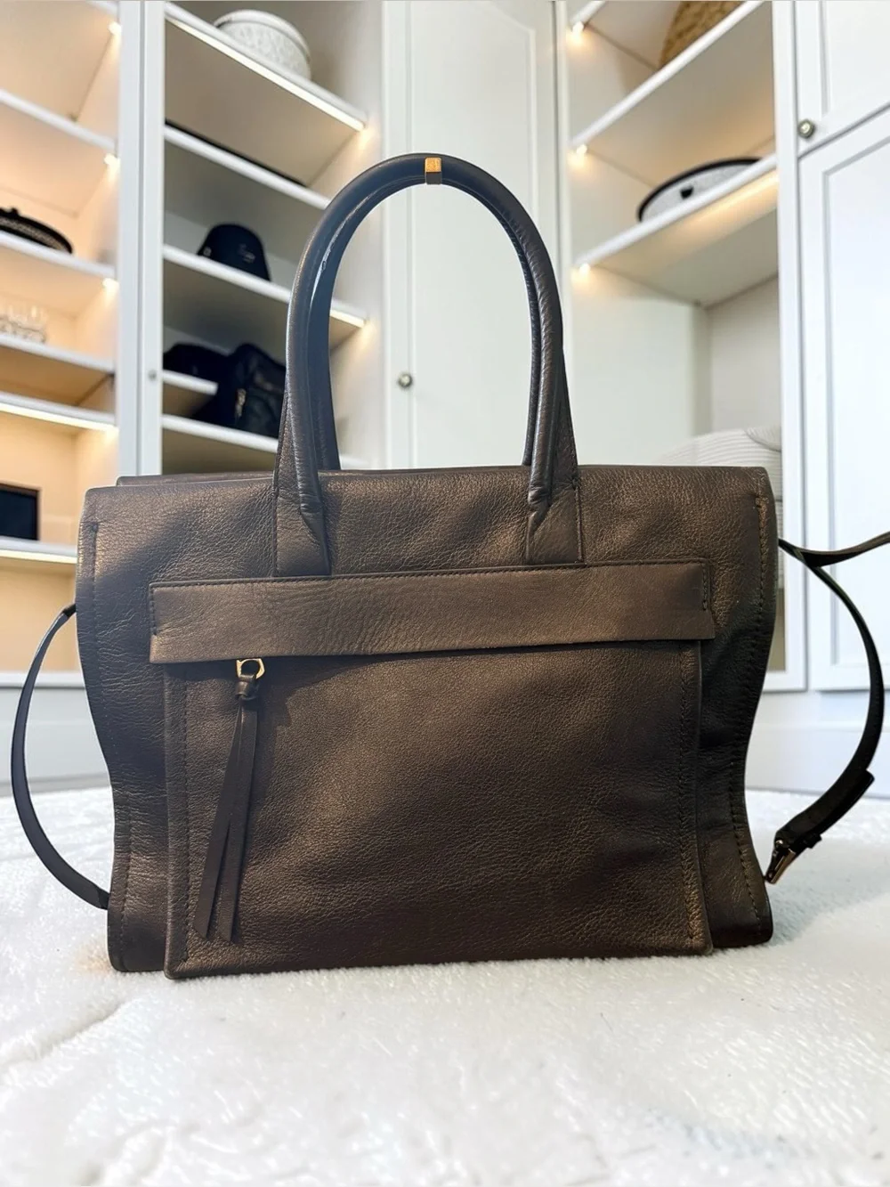 Coach Bleecker Riley Mixed Media Leather & Python Carryall Satchel Bag
